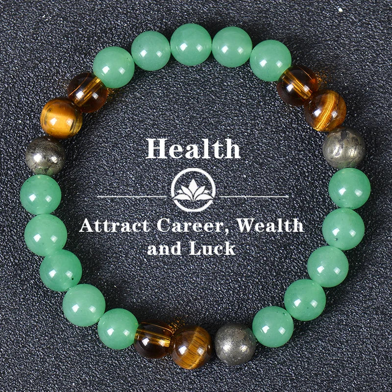 Aura Quartz and Ocean Sediment crystal bracelet for abundance, healing, and emotional clarity – unisex beaded jewelry by Tatypromo