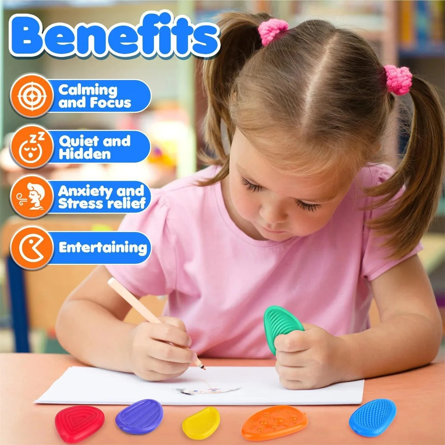6pcs Sensory Fidget Stones – Calming Tools for Autism, ADHD & Anxiety Relief
