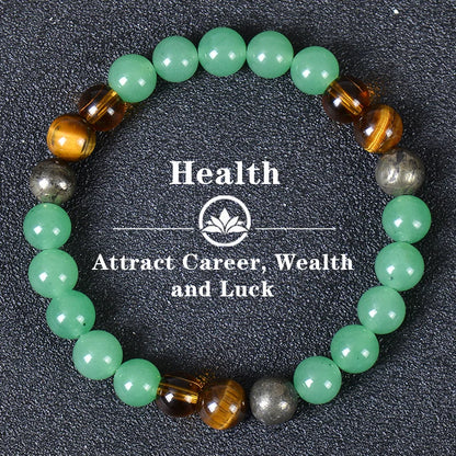 Aura Quartz and Ocean Sediment crystal bracelet for abundance, healing, and emotional clarity – unisex beaded jewelry by Tatypromo