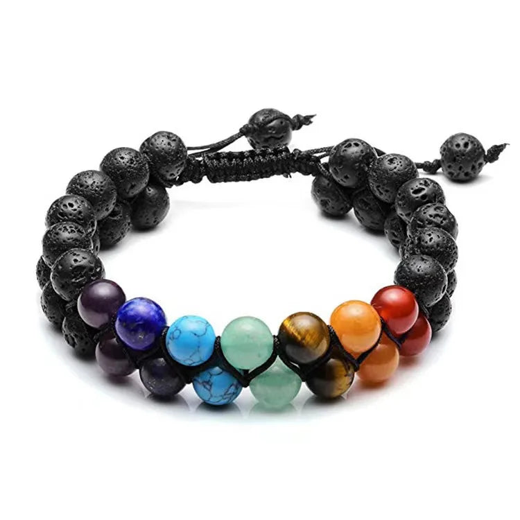 7 Chakra Healing Bracelet – Adjustable Rope Bangle for Meditation & Yoga