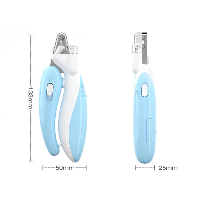 Sharp stainless steel blades with built-in LED light for precision grooming