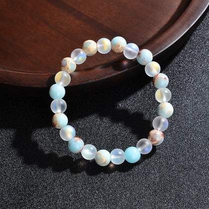 Aura Quartz & Ocean Sediment Bracelet – Healing Crystal Jewelry for Abundance, Balance & Clarity