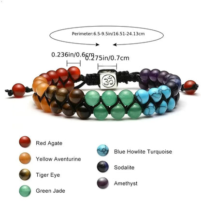 7 Chakra Healing Bracelet – Adjustable Rope Bangle for Meditation & Yoga