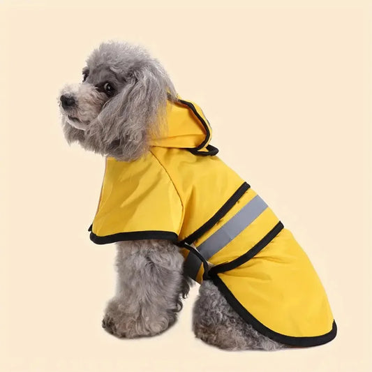 Adjustable waterproof dog raincoat with windproof hood for small and large breeds