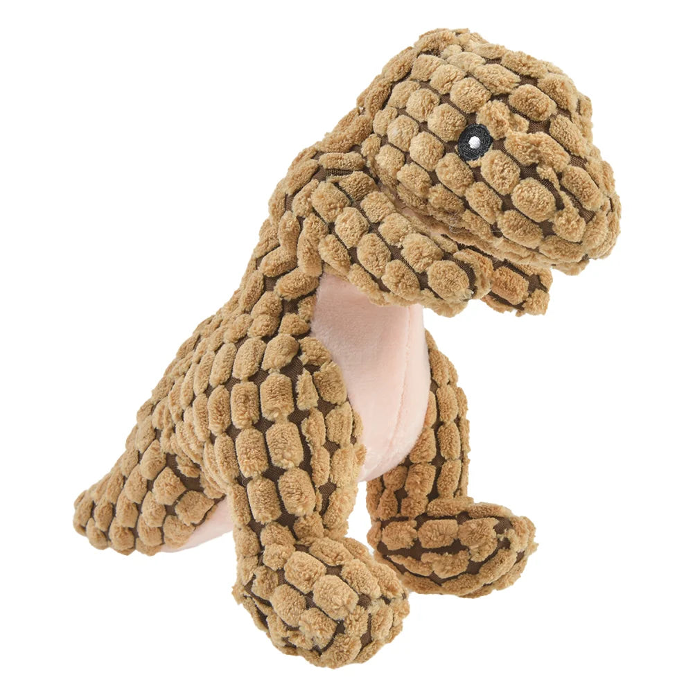 brown plush dinosaur toy for small dogs.