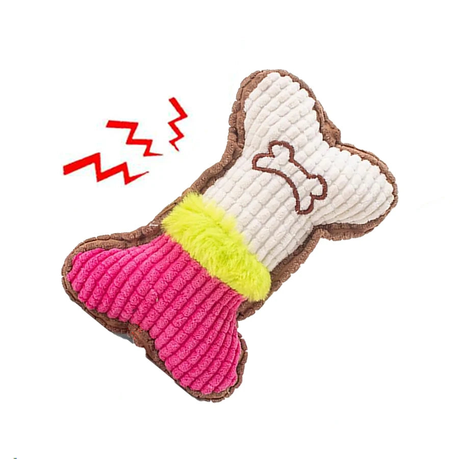 Close-up of plush chew toy—soft, durable fabric