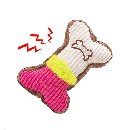 Close-up of plush chew toy—soft, durable fabric