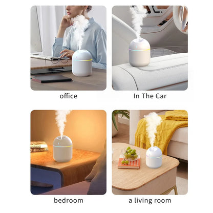 270ML USB Air Humidifier – Cool Mist Aroma Diffuser with LED Night Light & Auto Shut-Off