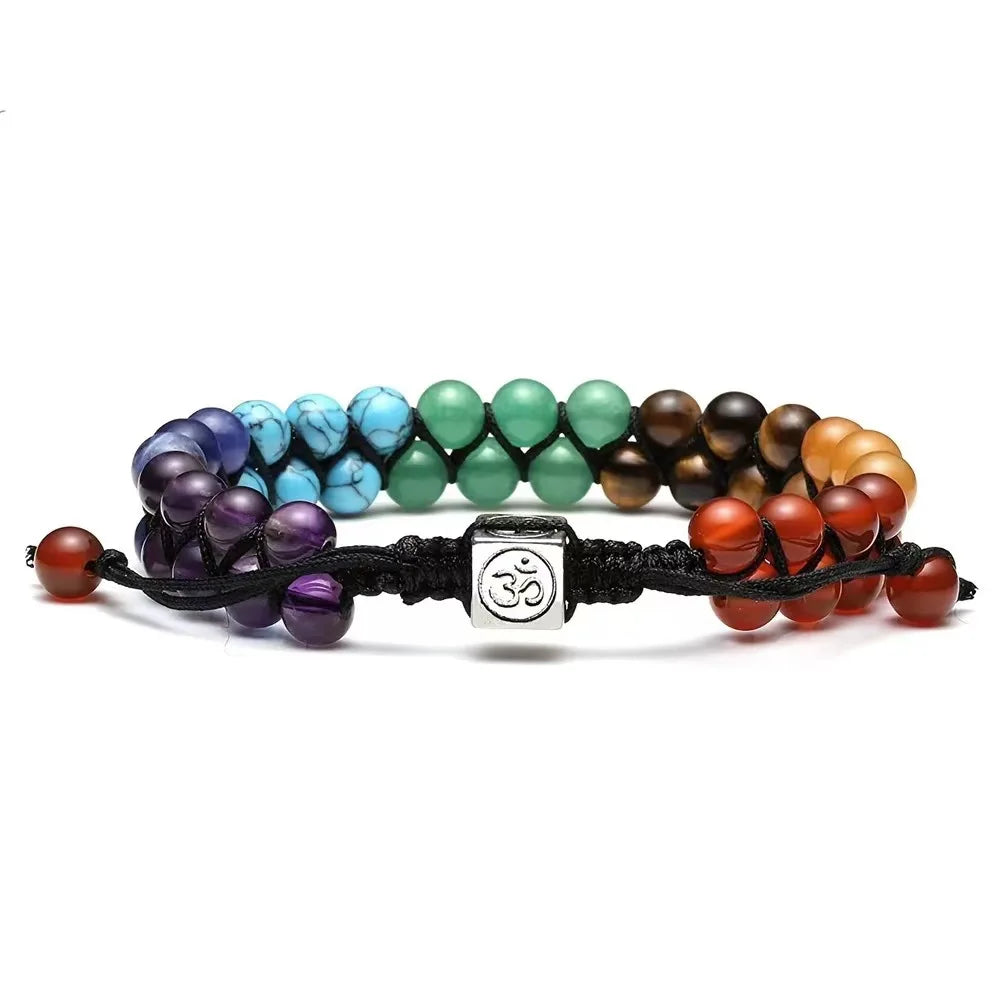 7 Chakra Healing Bracelet – Adjustable Rope Bangle for Meditation & Yoga