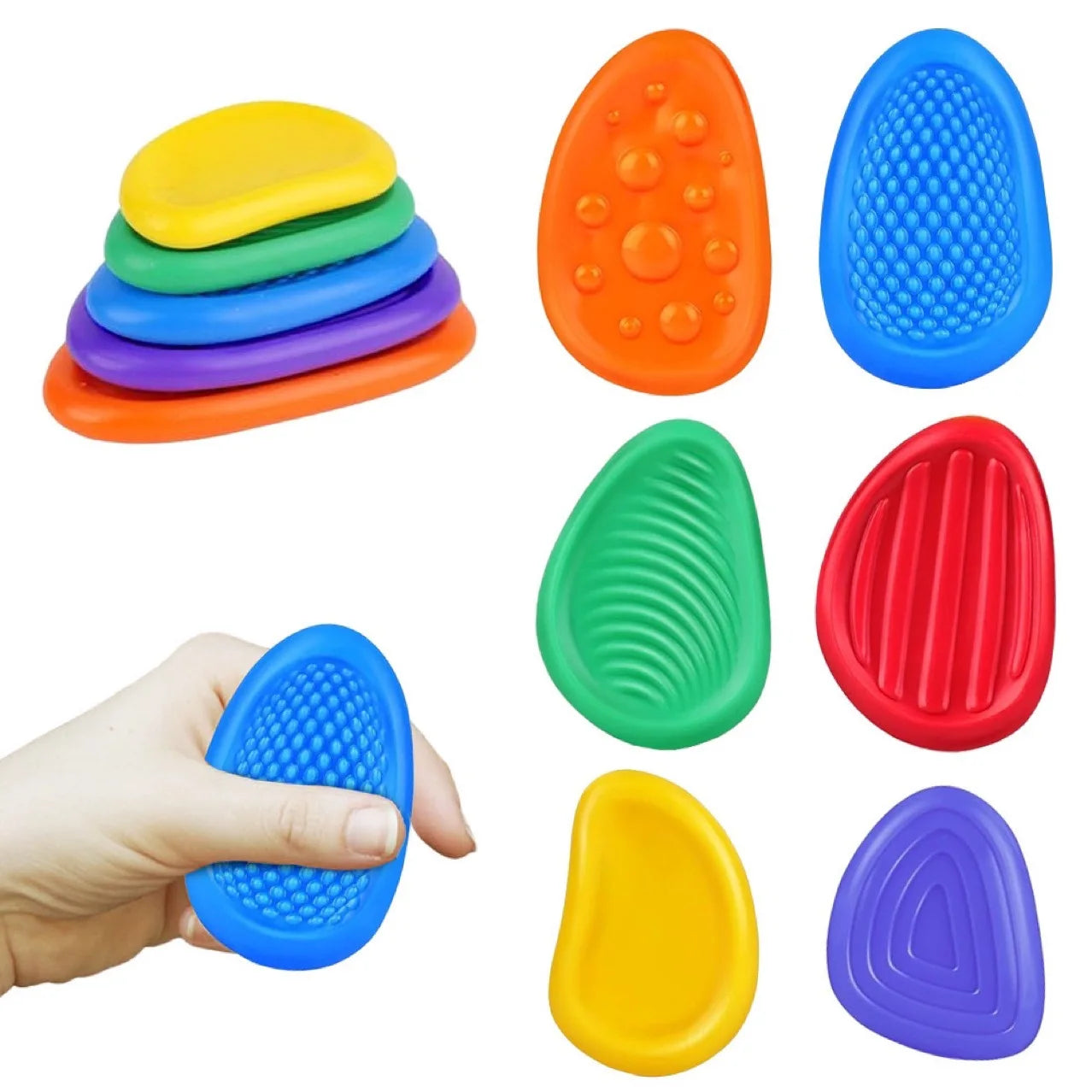 6pcs Sensory Fidget Stones – Calming Tools for Autism, ADHD & Anxiety Relief